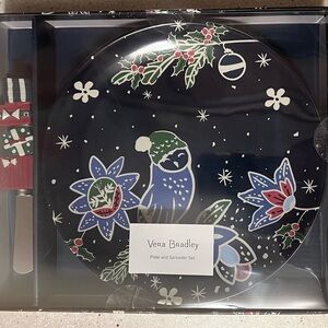 Vera Bradley Holiday Owls Plate and Spreader set.